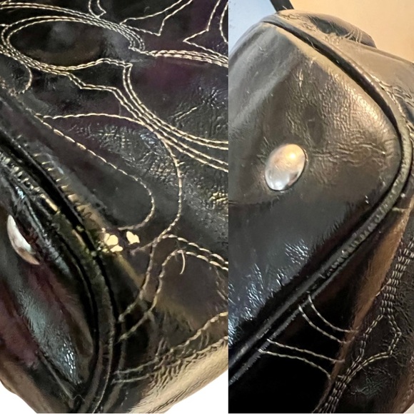 Coach Madison Sophia Kisslock Satchel Black Patent Signature F19215 Vintage - Picture 8 of 9